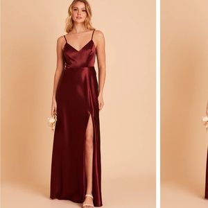 Long Satin Bridesmaids Dress - Cabernet - Size Medium